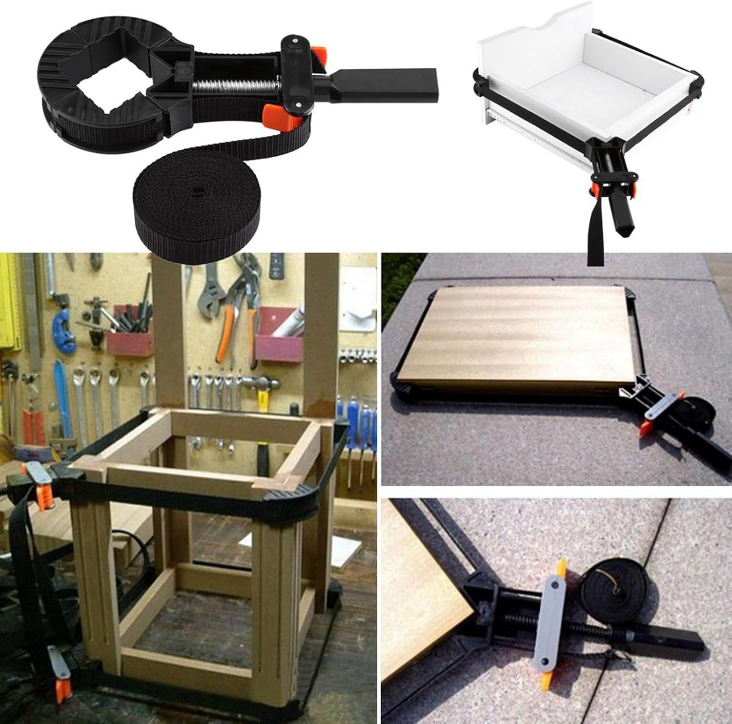 Adjustable Corner Clamp Band Strap with Screw Handle, for Picture Frame, Cupboard, Drawer, Adjustable Corner Clamp Band Strap, Screw Handle for Picture Frame, Cupboard, Drawer, image number 4