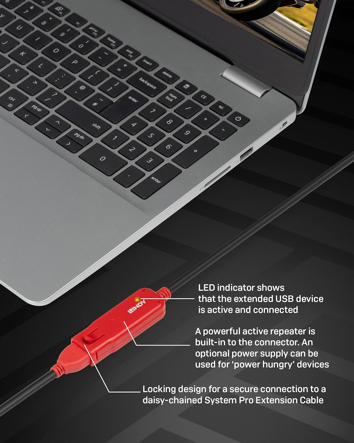 LINDY 30M USB 2.0 Active Extension Cable Pro, Long Distance Repeater, Extends USB Devices, Pcs, Laptops, Xbox, PS4, PS5, VR Headset, Printer, Scanner, Webcam, Interactive Whiteboards image number 3