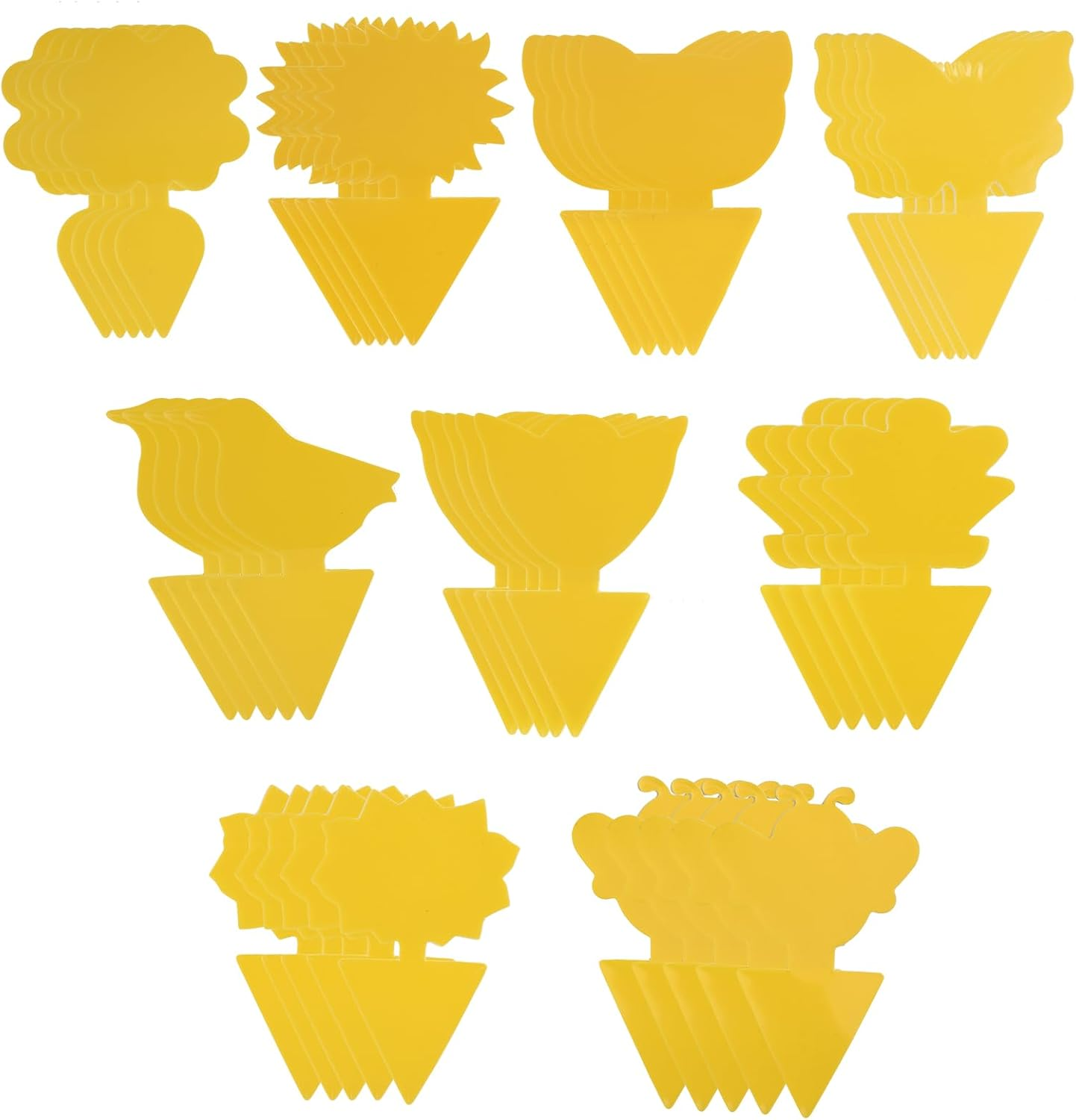 45 Pcs Fruit Fly Trap, Sticky Fruit Fly Fungus Gnat Traps, Double-Sided Yellow 9 Shapes Insect Catcher Fruit Fly Gnat Mosquito Pest Control Paper for Fungus Gnats Flying Bugs image number 1