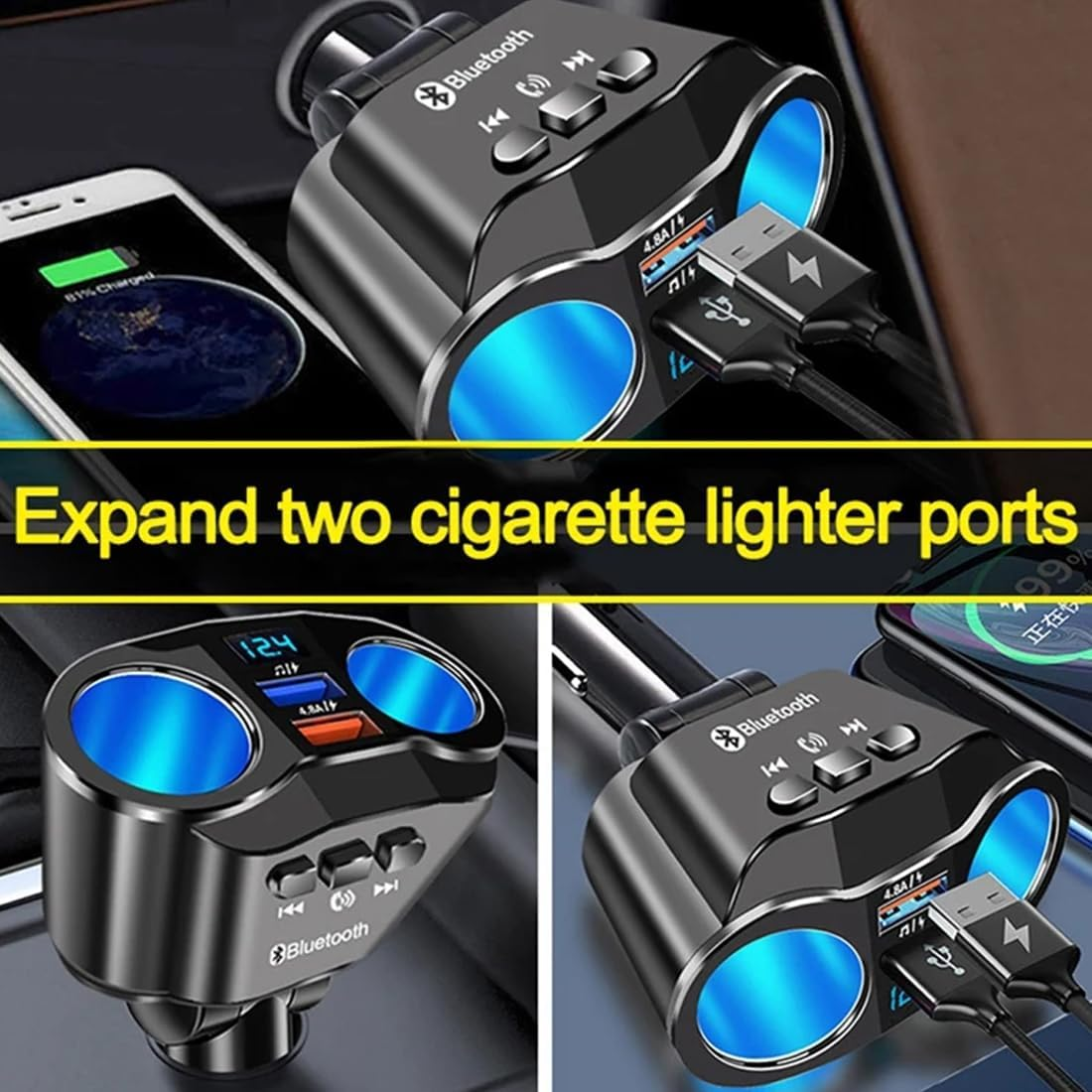 Polarlander FM Transmitter Modulator Bluetooth Handfree Car MP3 Player Radio Adapter Dual USB Cigarette Lighter for Cellphone Tablet image number 4