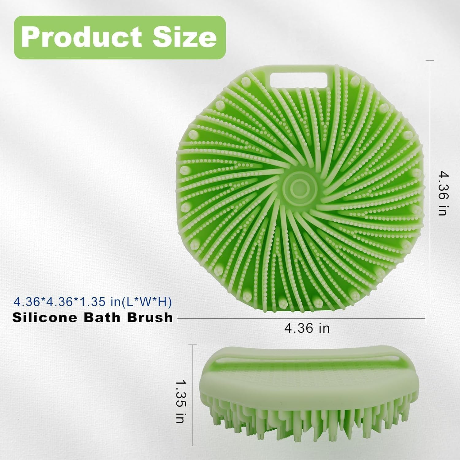 Silicone Body Scrubber, Exfoliating Body Scrubber for All Skin Types, Handheld Shower Brush with Rich Lathering and Easy Cleaning (Green) image number 3