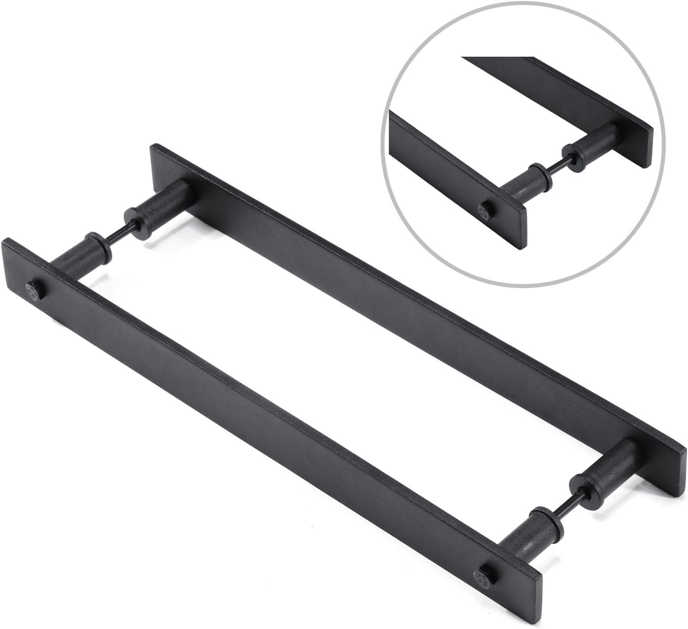 Toprema 14" Steel Rustic Black Sliding Barn Door Handle Pull Wood Door Two-Sided Flat Bar-To-Bar Handles Hardware image number 1