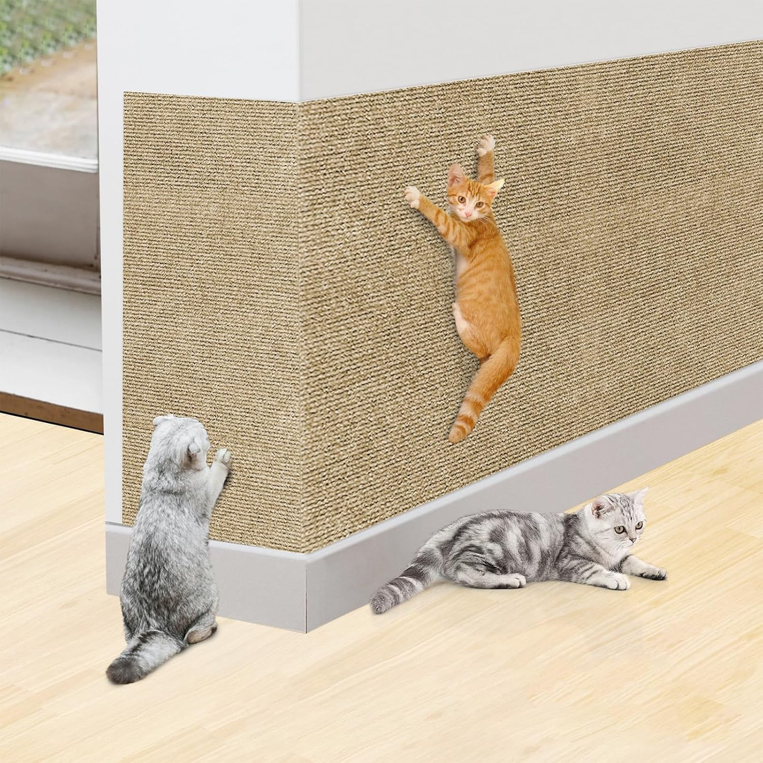 Scratching Wall for Cats, 40 X 300 Cm, Scratching Mat for Cats, Self-Adhesive Scratching Mat, Cat Scratching Mat, Cut to Size, Self-Adhesive Scratching Mat, Cat for Furniture, Couch, Sofa, Door image number 2