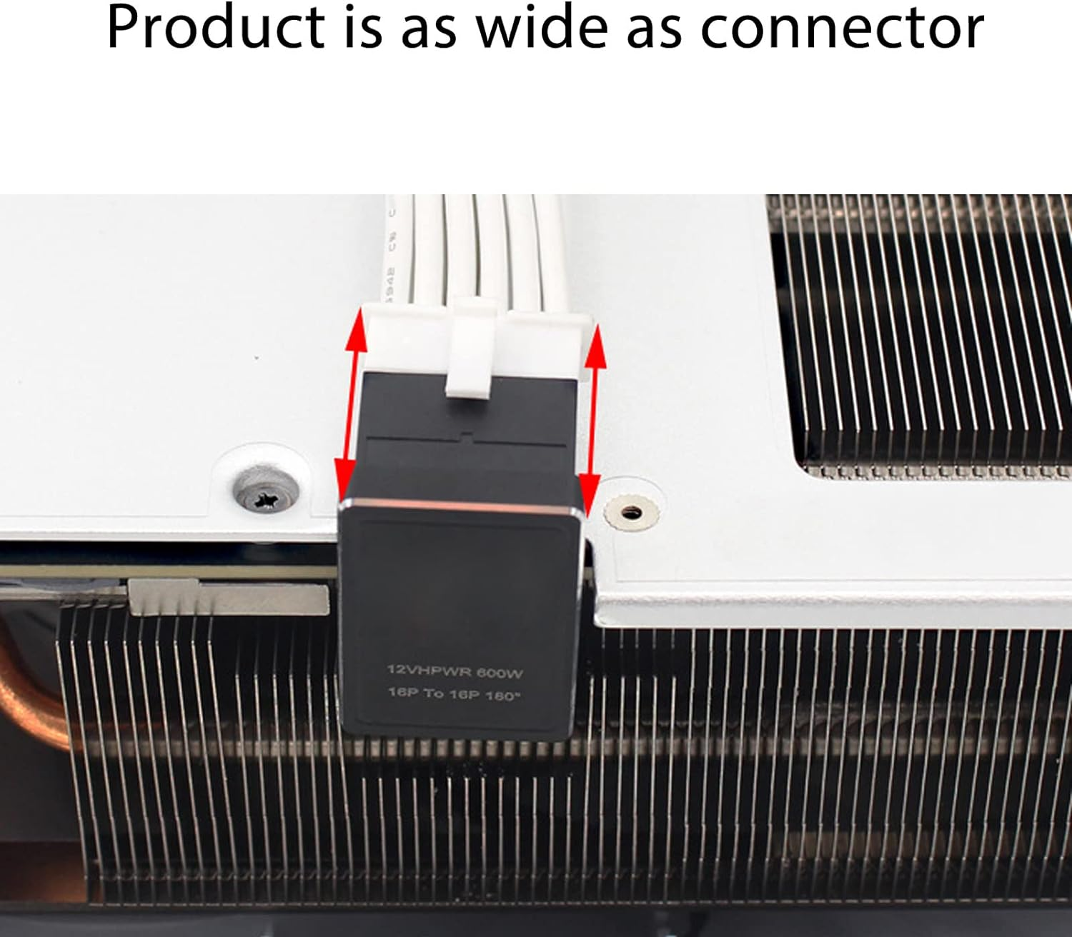 GPU PCIE Connector, PCIE 5.0 Graphics Cards ATX3.0 Power Supplies, 12V HPWR 12+4 16P Male to Female, 180 Degree Turn Connector 600W for Desktop Computer. (PH316 Black) image number 1