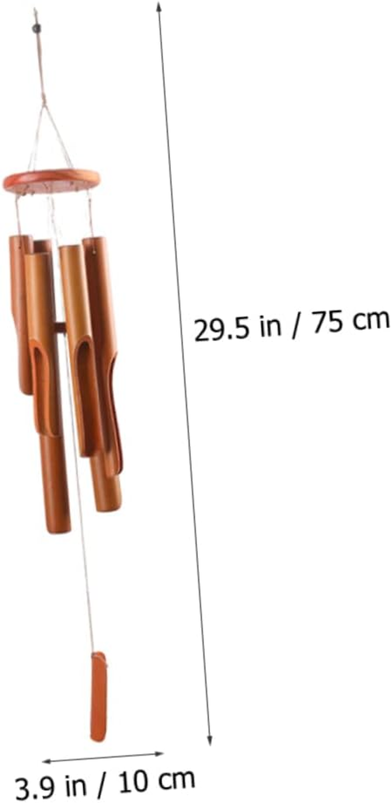 Bamboo Wind Chimes Outdoor Garden Decor Deep Tone Dark Brown 75Cm Patio Hanging Windchime for Porch and Balcony Natural Bamboo Decoration