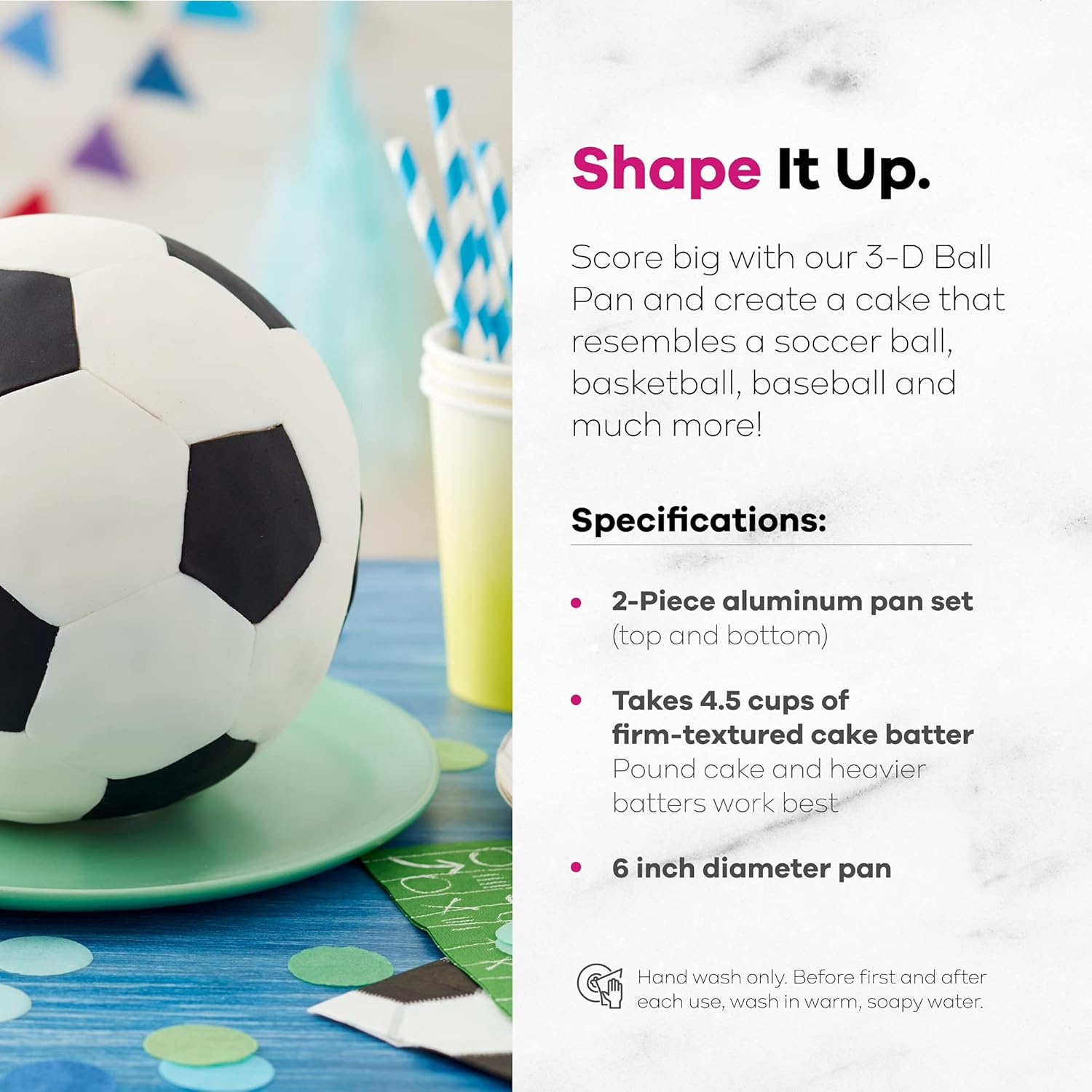 Wilton 3-D Sports Ball 6-Inch Aluminum Cake Pan Set