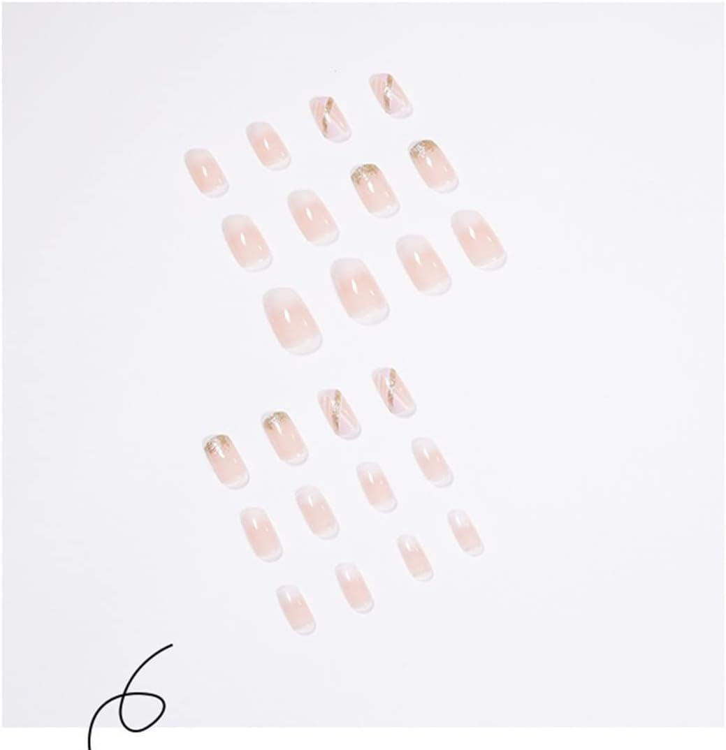 SINLOV 24Pcs Short Fake Nails Press on False Nails Glossly Ballerina Artificial Finger Nails False Nails Art Tips (B)&hellip; image number 4