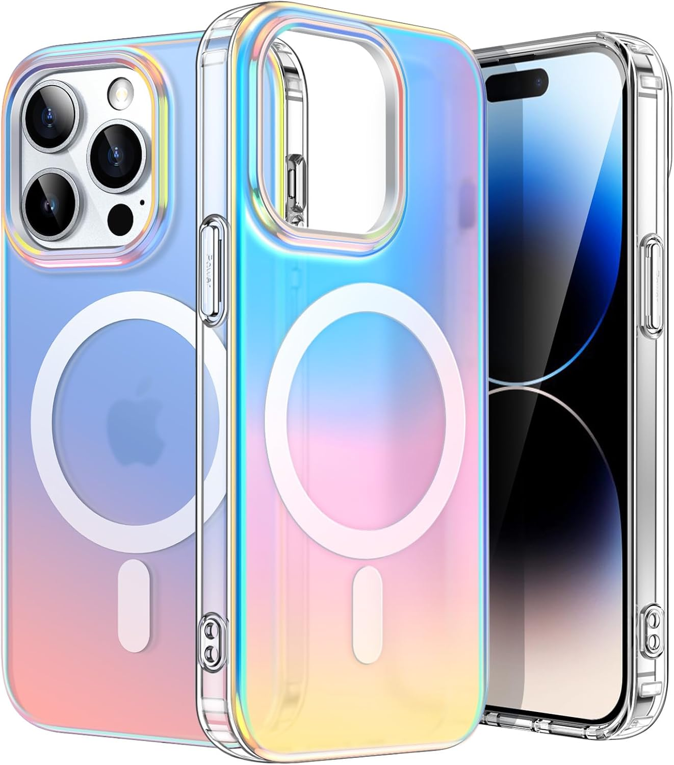 Jetech Iridescent Case for Iphone 14 Pro 6.1-Inch Compatible with Magsafe, Cute Unique and Aesthetic Design, Colorful Fluorescent Translucent Back Shockproof Phone Cover (Iridescent)