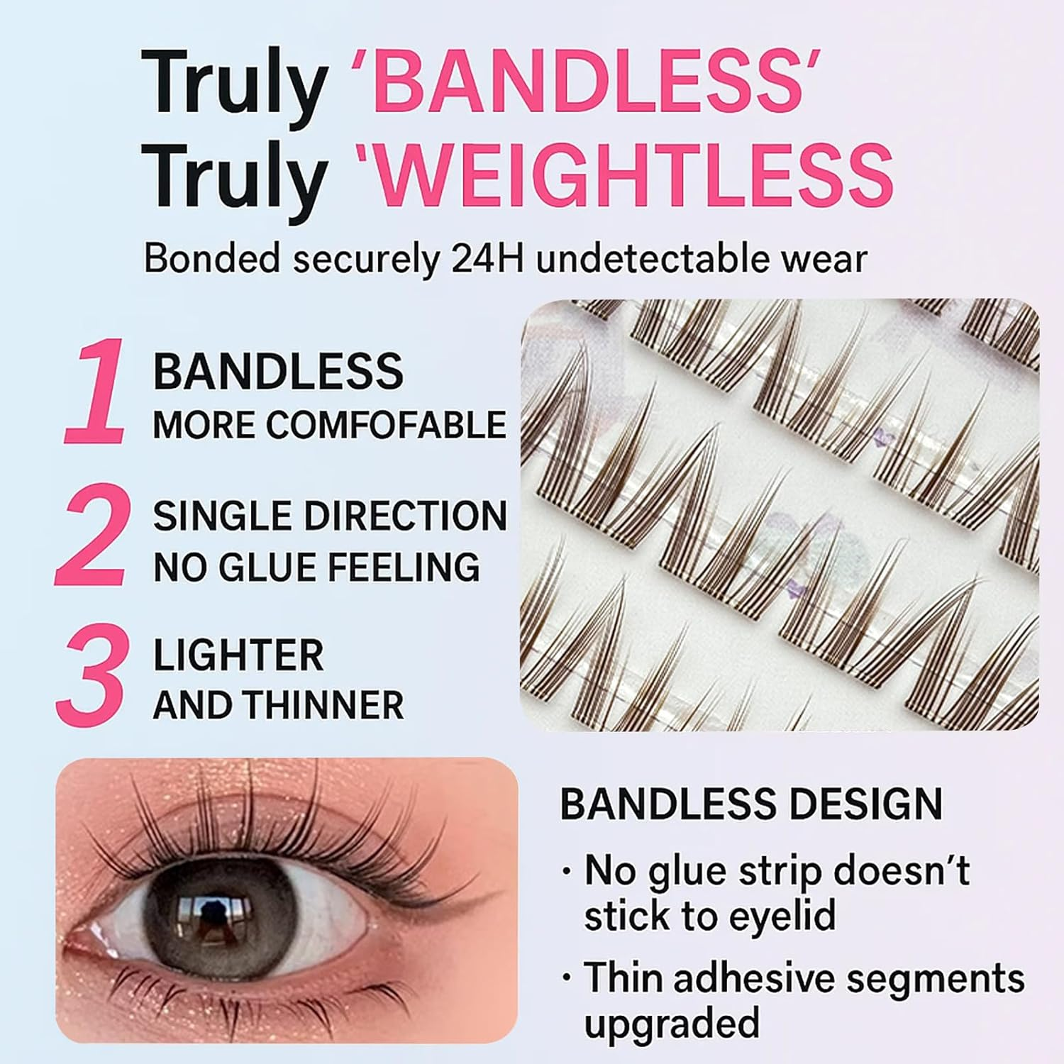 &zwnj;Taoluwin False Lashes, Brown Natural Look False Eyelashes, 60 Clusters, with Built-In Adhesive Strips, Lightweight Reusable Eyelashes for Daily Wear & Beginners, 10-12Mm