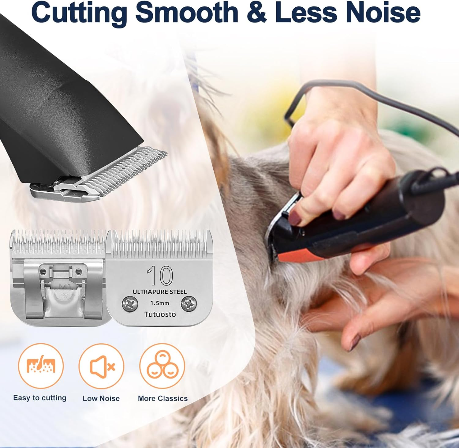 10# Clipper Blades Pet Grooming Clipper Replacement Blades Detachable Germany Stainless Steel Blade Compatible with Andis/Wahl/Oster Dog Clippers Size-10, 1/16-Inch Cut Length E - 005 image number 1