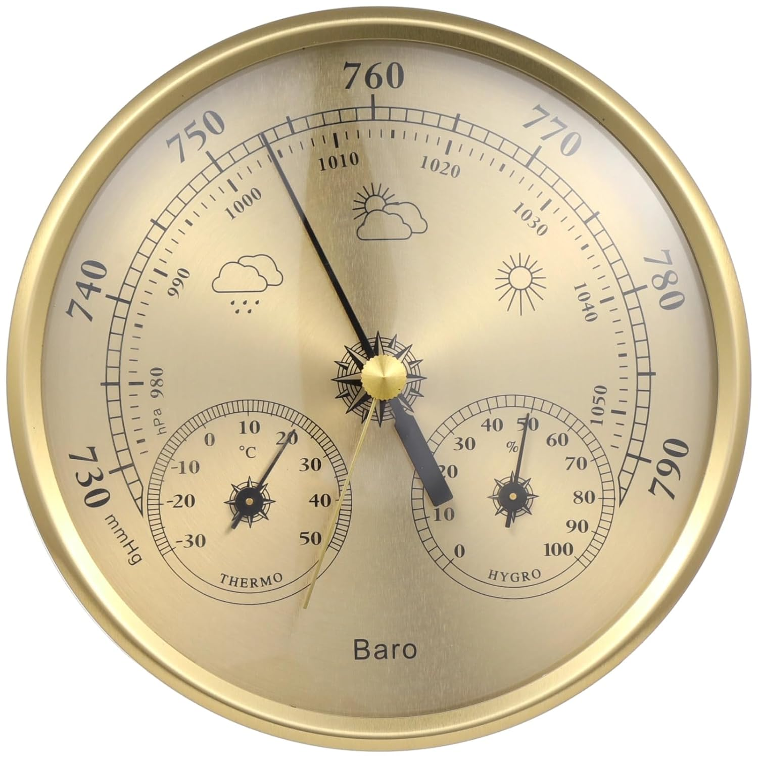 3 in 1 Barometer for Weather Station, All-Season Wall Hanging Thermometer, Barometer, Hygrometer, Accurate Weather Station Indoor Outdoor Use Temperature Monitor for Home Garden Office image number 1