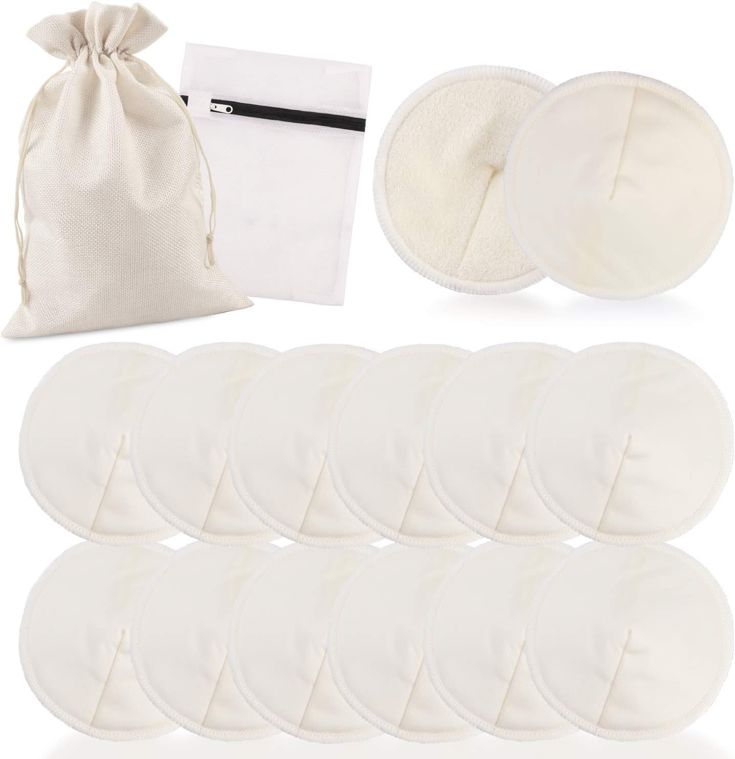 12 PCS Washable Bamboo Nursing Pads, Reusable Organic Breast Pads with Laundry Bag and Storage Bag, Soft & Super Absorbent - Perfect Baby Shower (Conical) image number 4