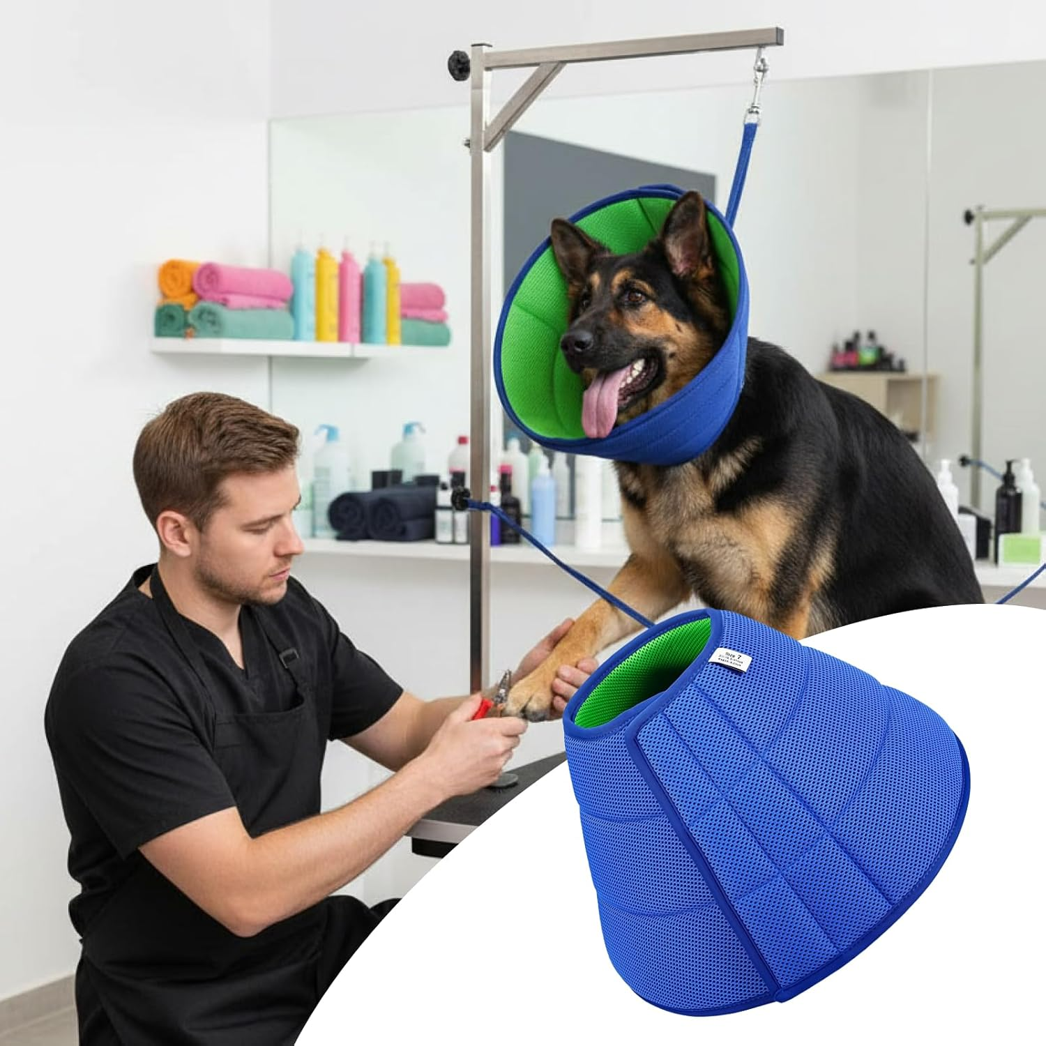 Adjustable Dog Cone Collar for Recovery, Soft for Wound Care, Comfort Fit Inflatable Dog Cone for Long Snout Breeds, Anti-Licking & Anti-Biting Collar, Medium Size (Neck: 11.8-13.8In) image number 1