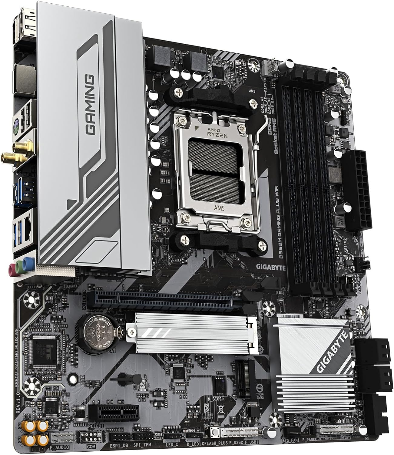 GIGABYTE B650M Gaming plus Wifi AM5 LGA 1718 AMD B650 M-ATX, DDR5, Pcie 4.0 M.2, Pcie 4.0, USB 3.2 Gen 1 Type-C, Wi-Fi 6E, 2.5Gbe LAN image number 3