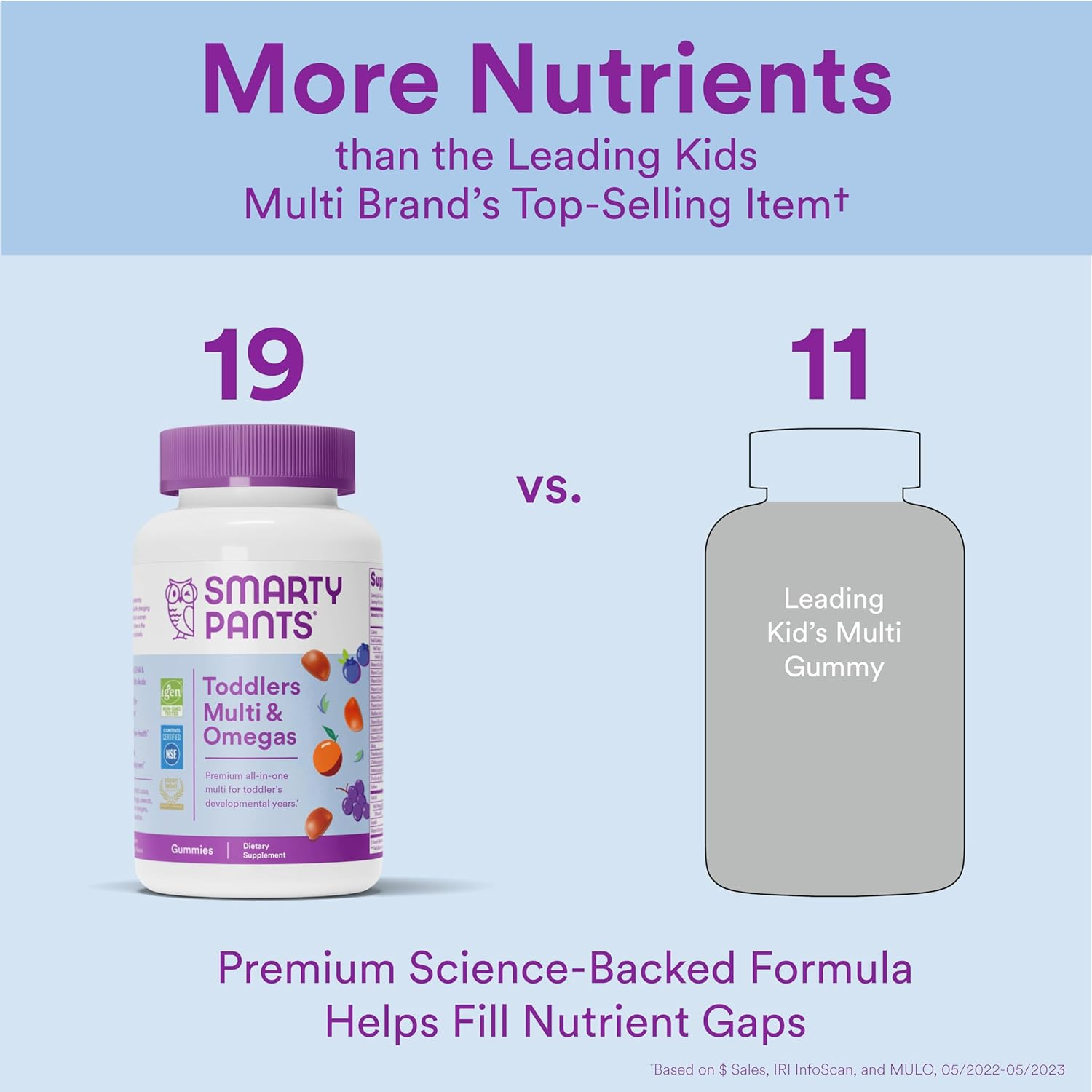 Smartypants Toddler Formula Daily Gummy Vitamins: Gluten Free, Multivitamin & Omega 3 Fish Oil (DHA/EPA), Methyl B12, Vitamin D3, Vitamin B6, 90 Count (30 Day Supply) - Packaging May Vary image number 2