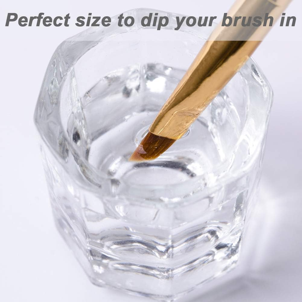 Fiezkaa 2Pcs Clear Nail Dappen Dish Glass Cup for Acetone and Nail Liquid, Small Dampen Dish for Acrylic Nails, Monomer, Powder, Polish Remover - Dapping Dish for Nail Tech, Art image number 5