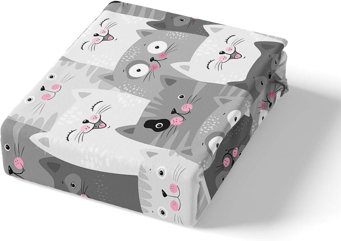 Cartoon Cat Duvet Cover for Little Girls Kids Bedroom Child Cute Animals Printed Comforter Cover Modern Fashion Pet Bedding Kitten Lovely Fat Face Quilt Cover Decor 3 Pcs King image number 2