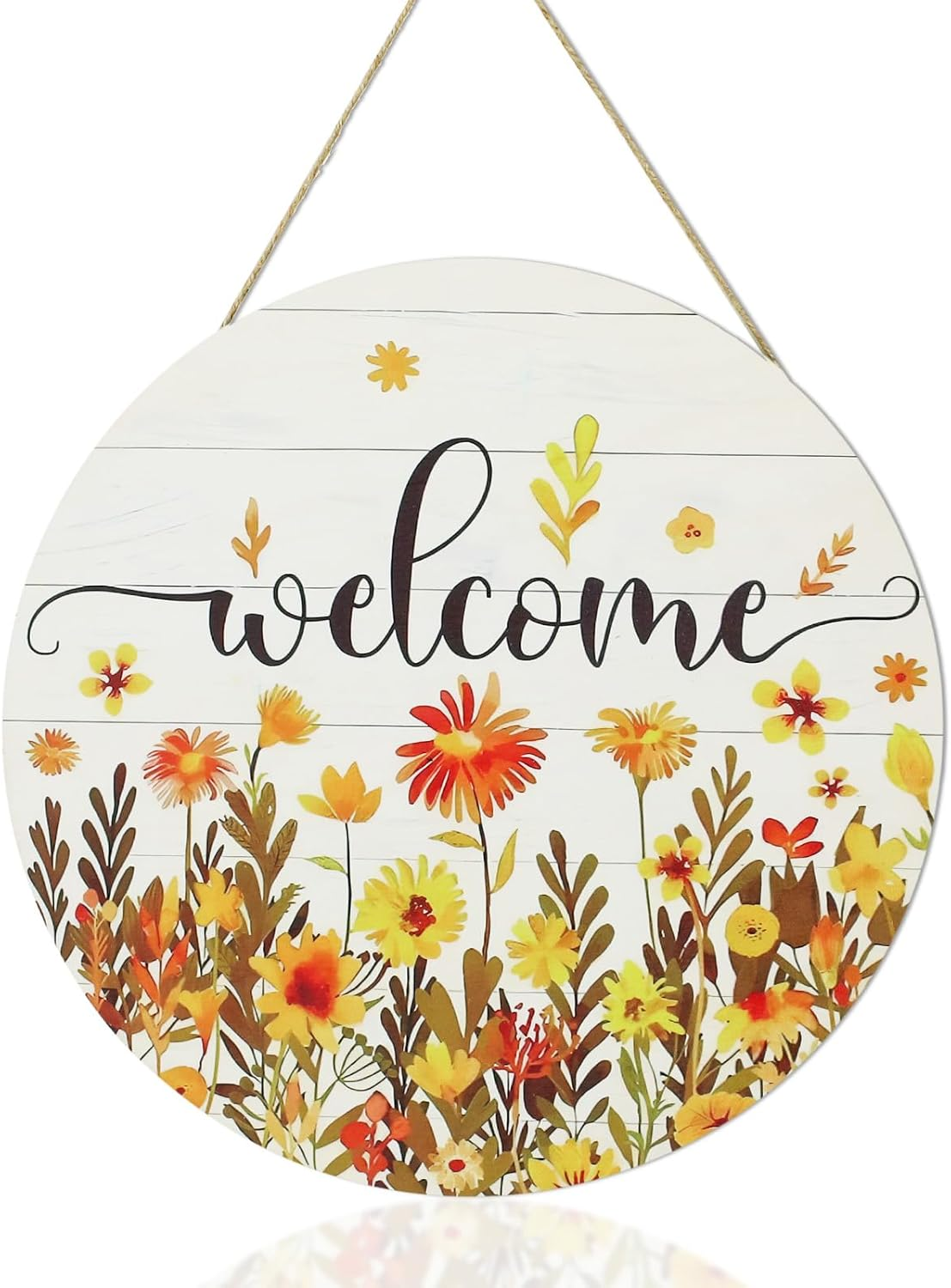 Huakaile Spring Tulip Welcome Sign for Front Door Decor, Pink Purple Floral Butterfly Welcome Door Sign, Seasonal Flower Wooden Door Hangers, Farmhouse Wreath Hanging Signs Decoration for Porch Yard