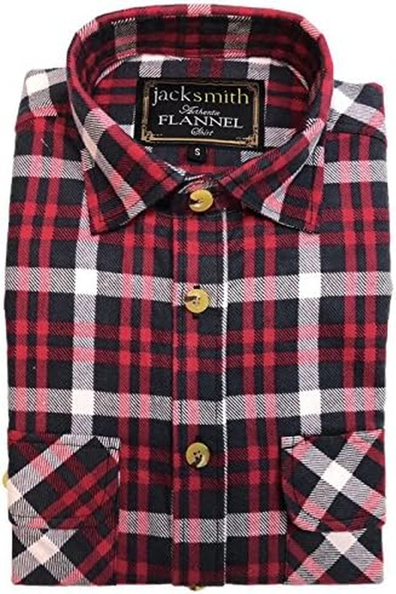 Jacksmith Men'S Authentic Flannel Vintage Flannelette Check Long Sleeve Shirt image number 1