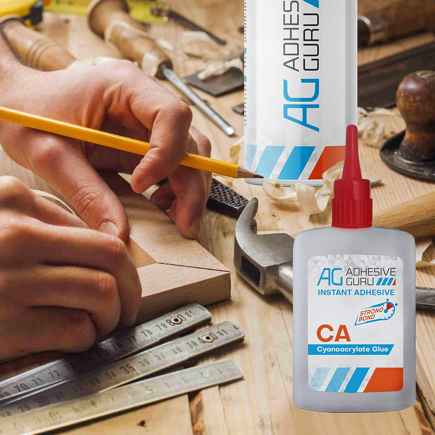Adhesive Guru CA Glue with Activator Woodworking (2 X 09 Oz - 2 X 338 Fl Oz) Ca Glue Kit (2 Pack) image number 2
