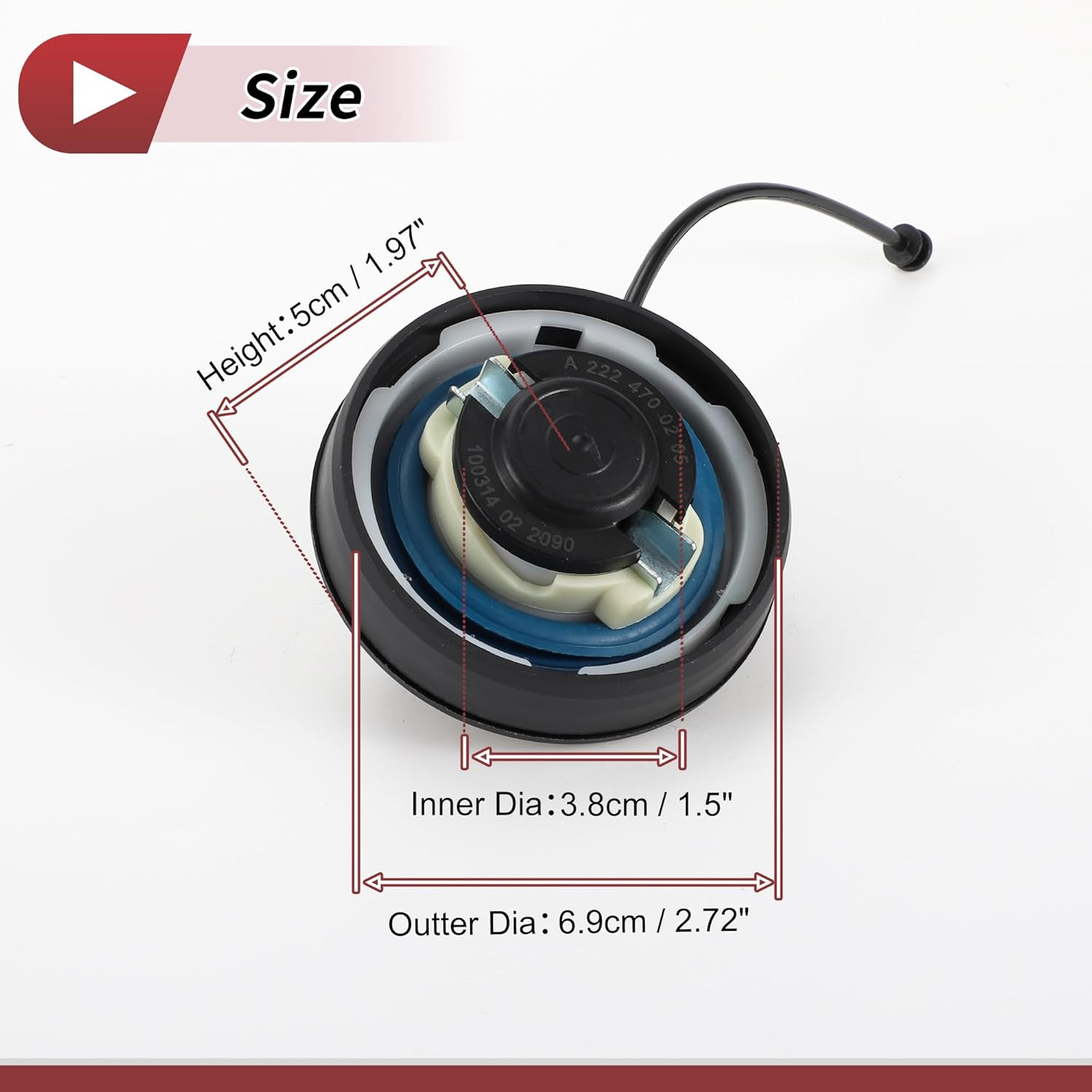 X AUTOHAUX Gas Fuel Cap for Mercedes-Benz CLA45 AMG 2014-2018 Fuel Tank Cap No.A2224700005 Black White Blue image number 5