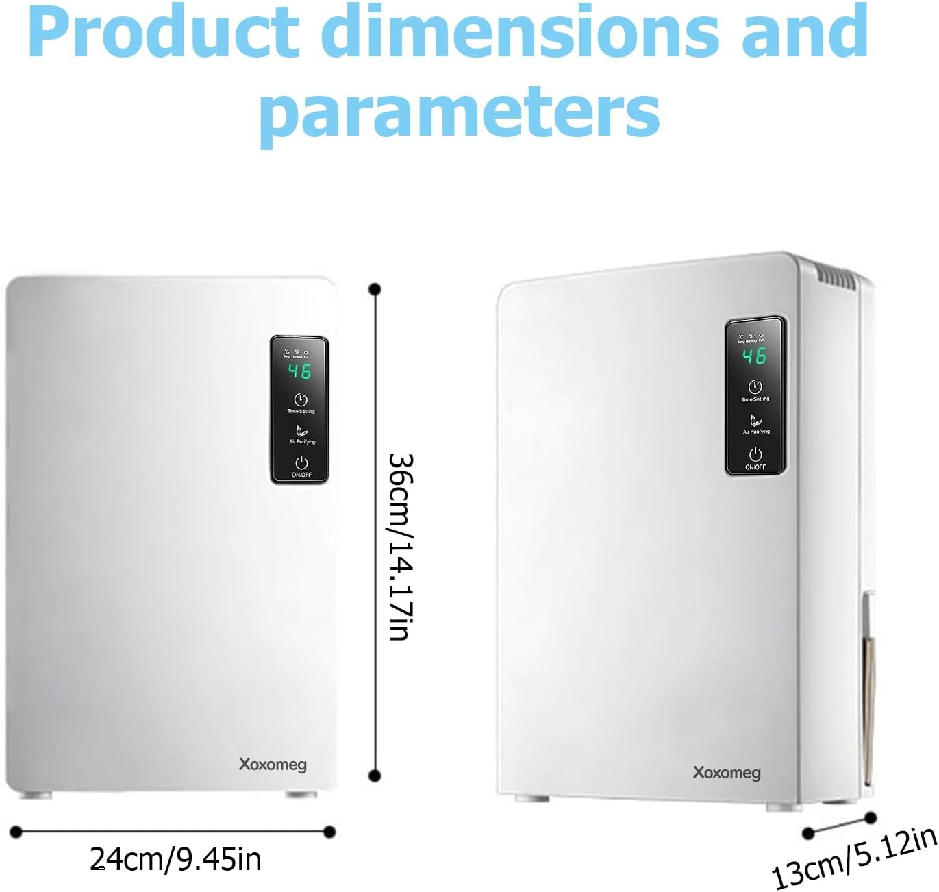 Xoxomeg 2.2L Dehumidifier, Portable Dehumidifier and Quiet Moisture Absorber with a Drain Pipe Two Working Modes Could Auto off Energy Saving Suitable for 15~30M&sup2; Bedroom Home Kitchen Closet image number 2
