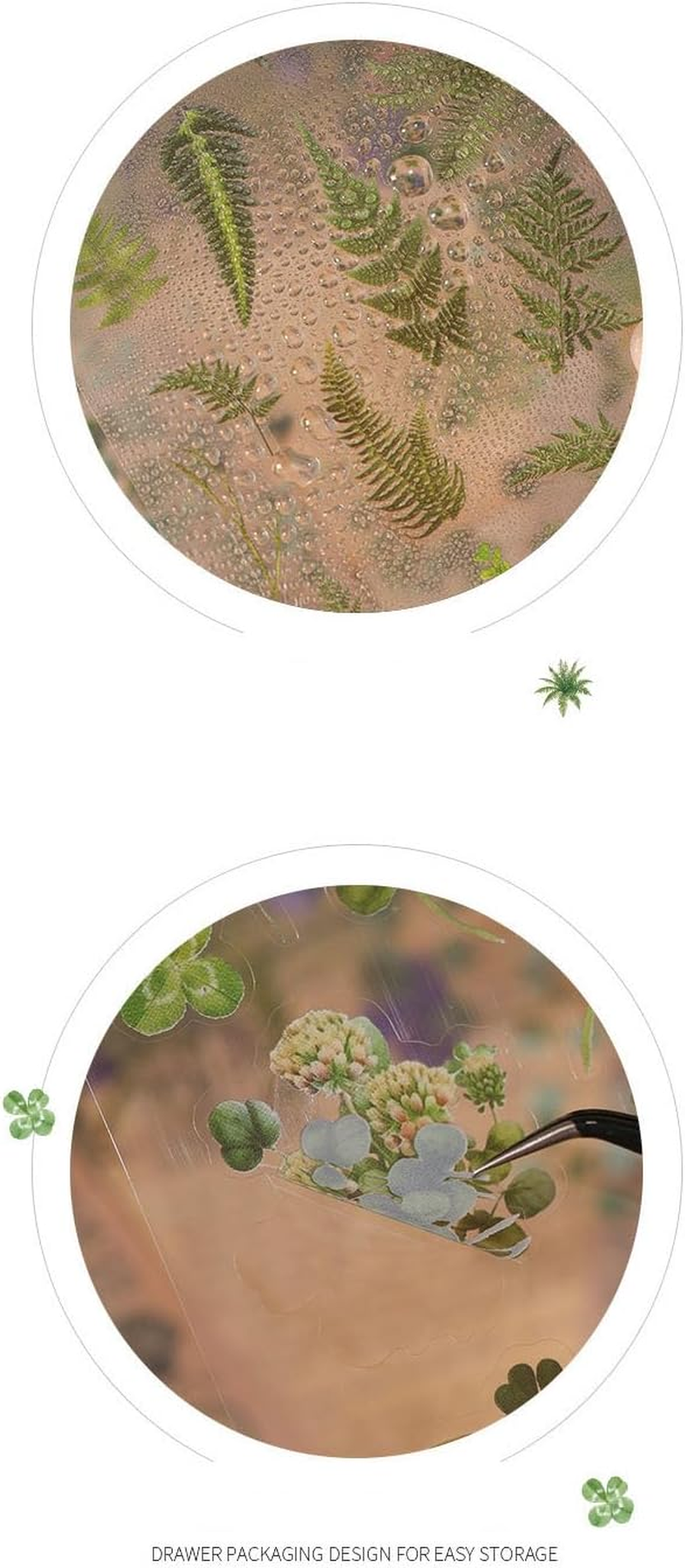 720Pcs /8Pack Supplies Stickers Vintage PET Transparent Decorative，Pretty Retro Floral Stickers Set for Scrapbooking,Journal,Arts, DIY Craft, Album, Phone Case image number 5