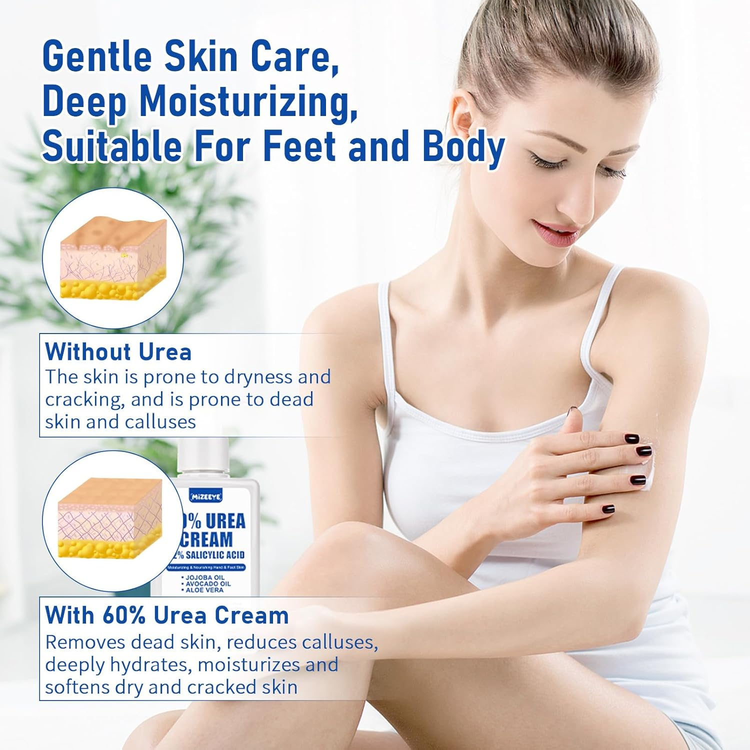 Urea Cream 60% for Feet Maximum Strength, Urea Foot Lotion with 2% Salicylic Acid for Dry Cracked Feet, Heel, Hand & Knee, 5.3 Oz Exfoliating Foot Care for Dead Skin, Softening & Deep Moisturizing image number 5