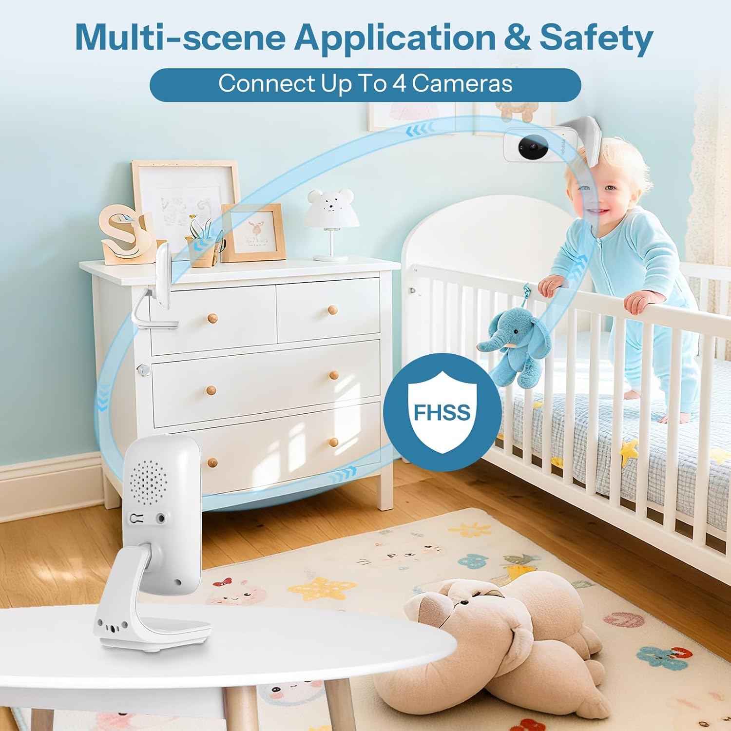 Hellobaby 5" Baby Monitor,30-Hours Battery Life Baby Camera,Baby Monitor No Wifi,Eco Mode, Alarm/Timer Setting,Remote Pan/Tilt/Zoom,Night Vision, 2-Way Talk, 8 Lullabies, Temperature image number 2