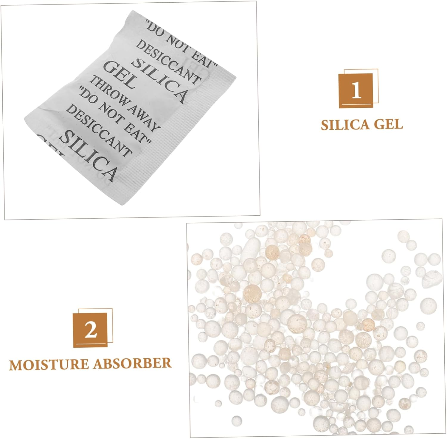 BATHVEVE Silica Gel Bags 50 Packets Moisture Control Storage for Electronics Clothing Shoes Jewelry and Food image number 4