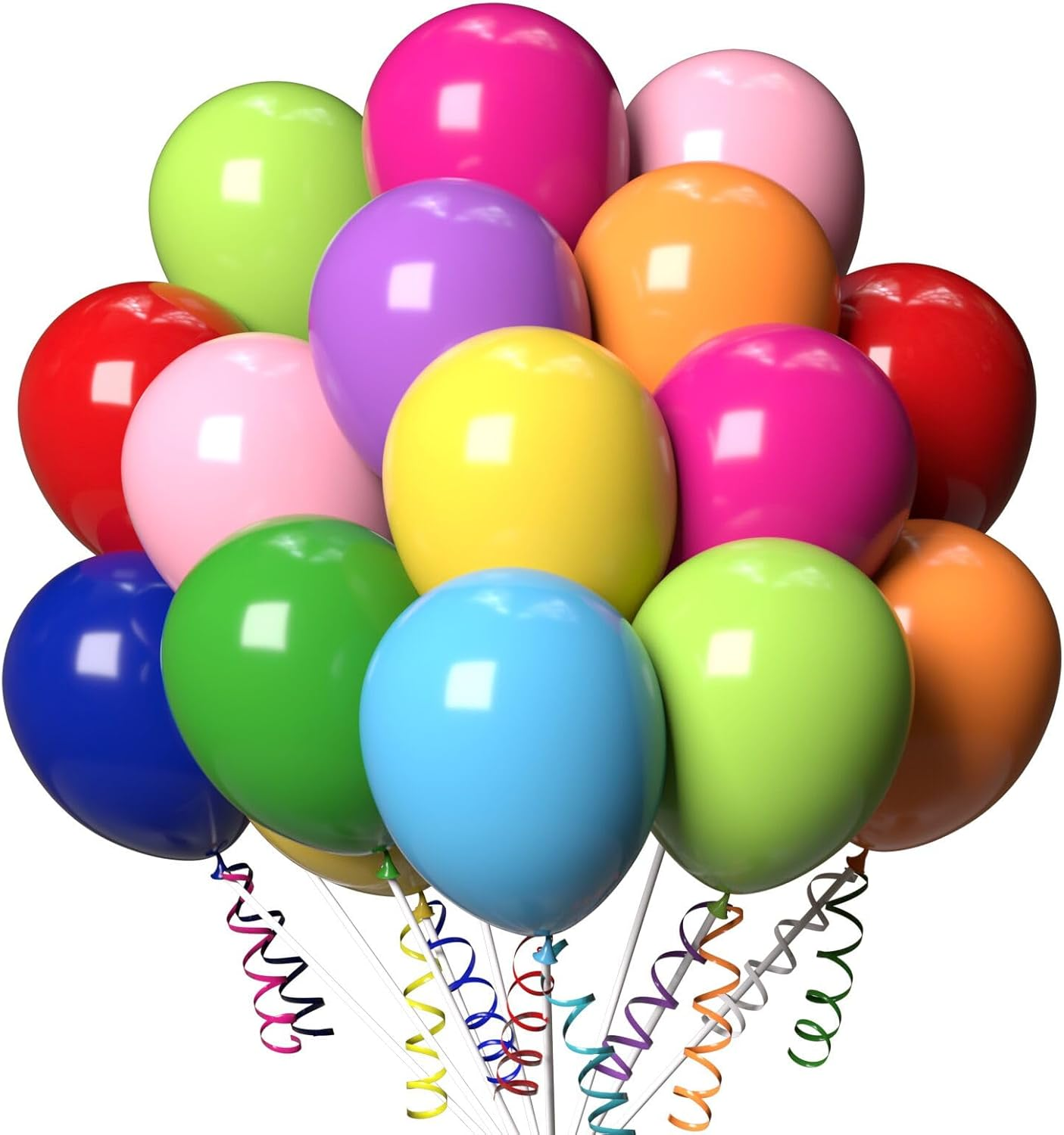 100Pcs Multi Color Balloons, 12 Inch Colored Latex Party Balloons Helium Quality for Gender Reveal, Birthday Party, Baby Shower,Wedding,Christmas Party Decoration (With 2 Ribbons) image number 3