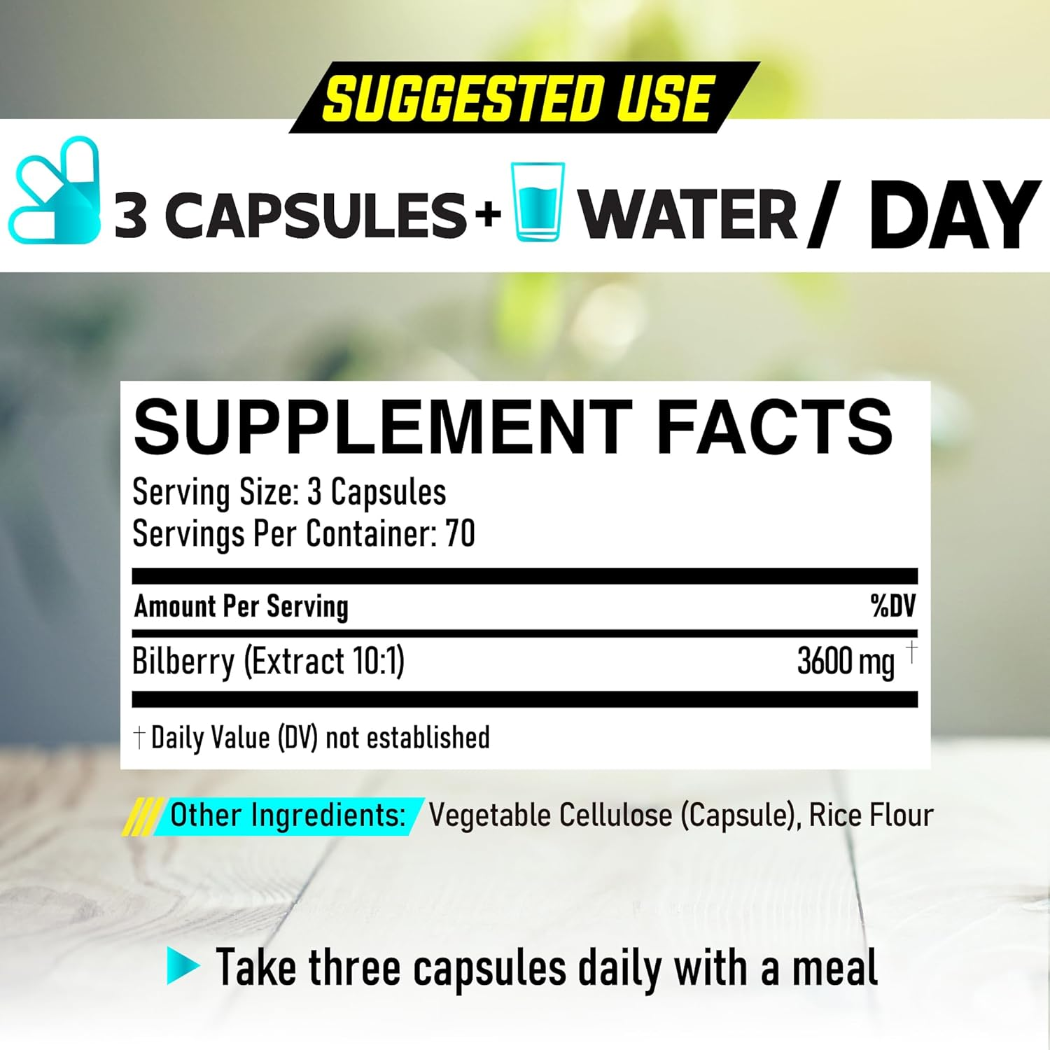 DEDICAD 3600Mg Bilberry Supplement for Eyes - 210 Capsules - Extra Strength for Support Vision, Cognitive, Body Management & Heart Health image number 2