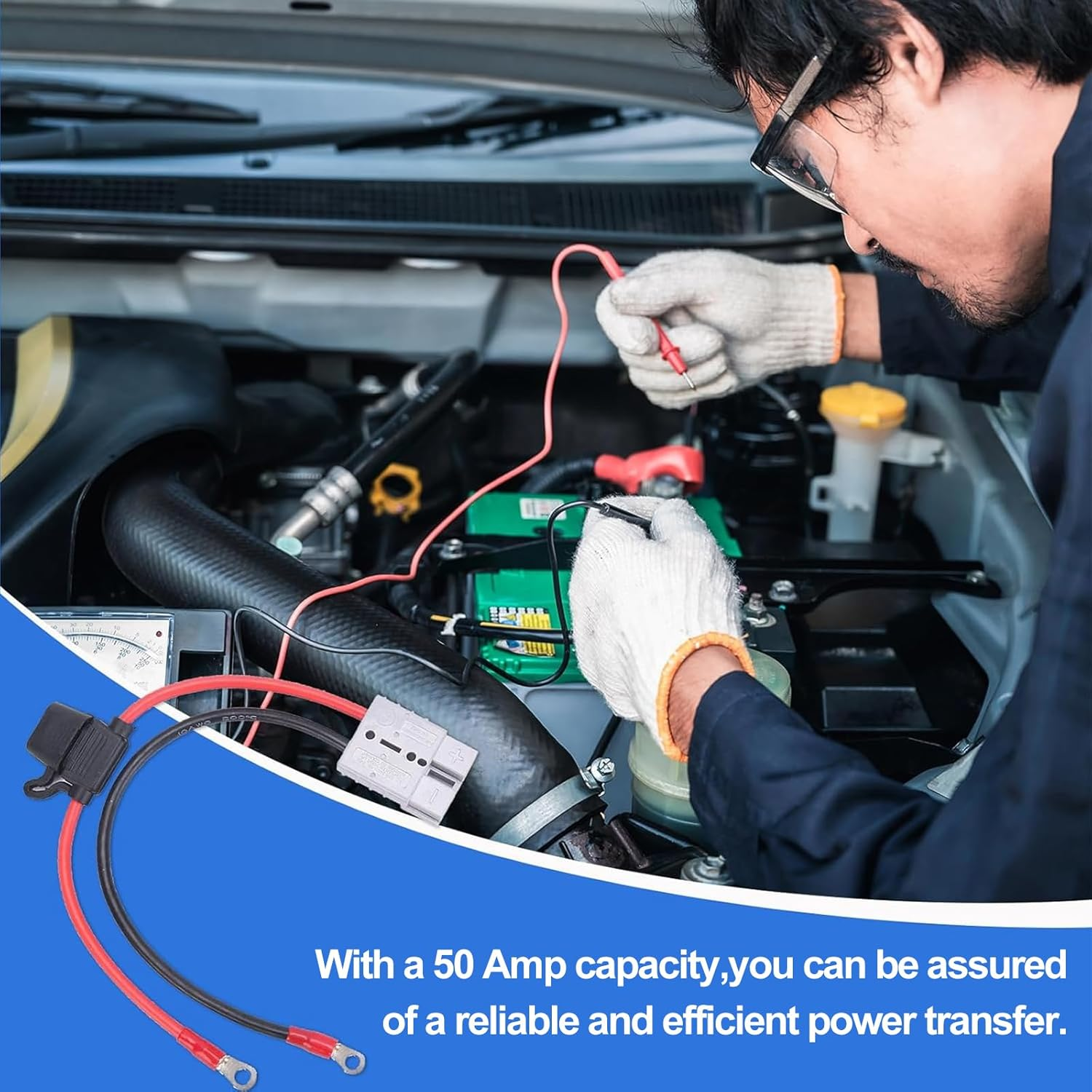 2Pcs Anderson Plug Connector ，Quick Connectors ，Anderson Plug Extension Cable,Lead 50Amp ，10 AWG 6Mm Automotive Cable for Car Battery,Automotive Accessories Battery Extension Cables(1Pcs) image number 1