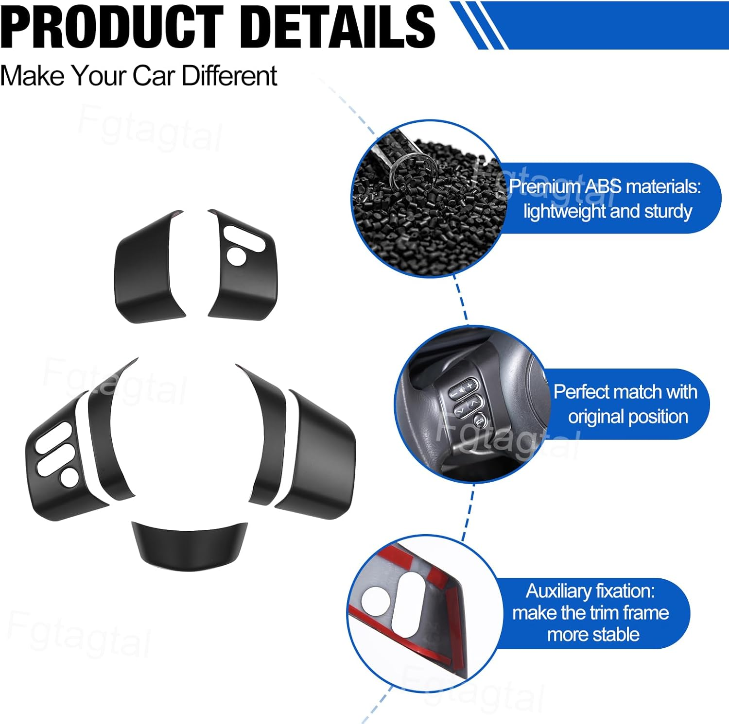 Fit for Toyot@ FJ Cruiser 2007-2021 Steering Wheel Button Cover, ABS Car Steering Wheel Panel Protection Frame Molding Sticker Trim, 7PCS (Matt Black) image number 4