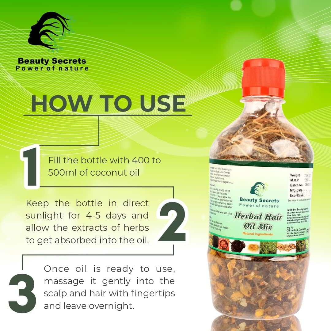 Beauty Secrets Make Your Own Hair Oil Dry Ayurvedic Herb Mix (12 Vital Herbs)_100Gm-For Complete Haircare for Men & Women- image number 2