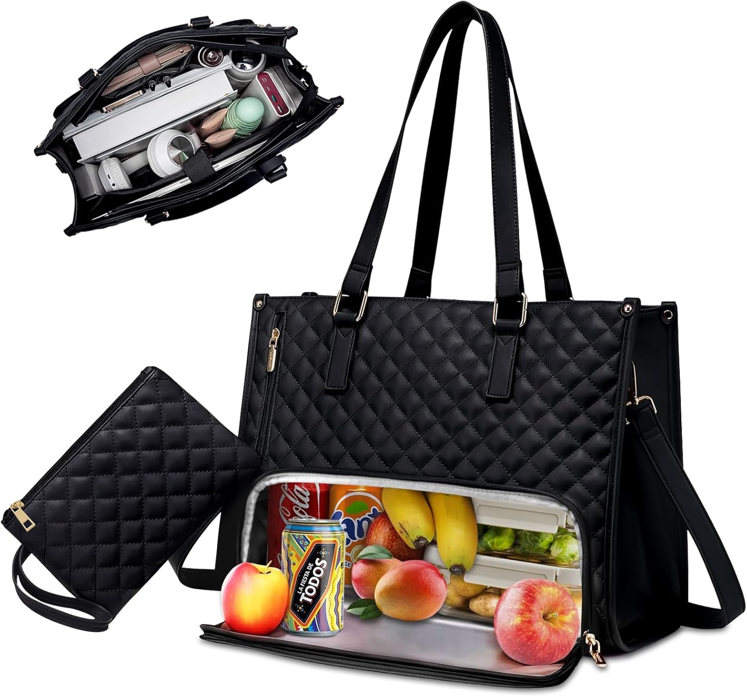 2 in 1 Tote Bag Lunch Bag Combo Comes with Wallet, Lunch Tote Bag, Lunch Bags, Large Capacity Computer Handba-G, Stylish Picnic Bags, Elegance Meets Functionality