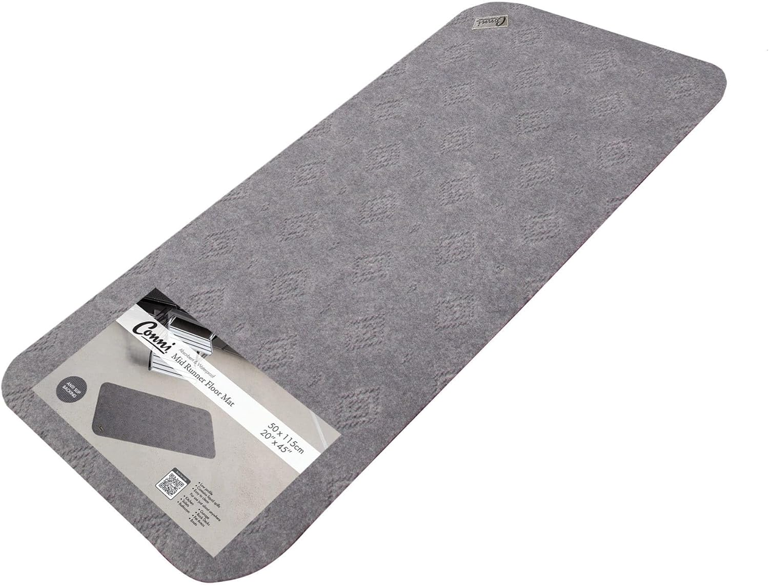 Conni Anti-Slip Floor Mat - Mid Runner, Waterproof and Absorbent, Low Profile, Contains Spill and Leaks, Grey, 50 X 115 Cm image number 5