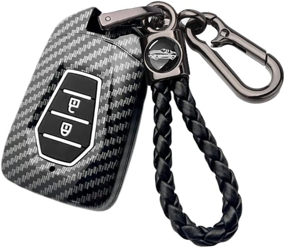 Ontto Luminous Car Key Fob Cover Fit for Isuzu D-Max MU-X D Max AT35 for Mazda BT50 Pickup 2020 Onwards 2023 2024 Key Holder Plastic Smart Shell Case Keyring Keychain Accessories 4 Buttons Black