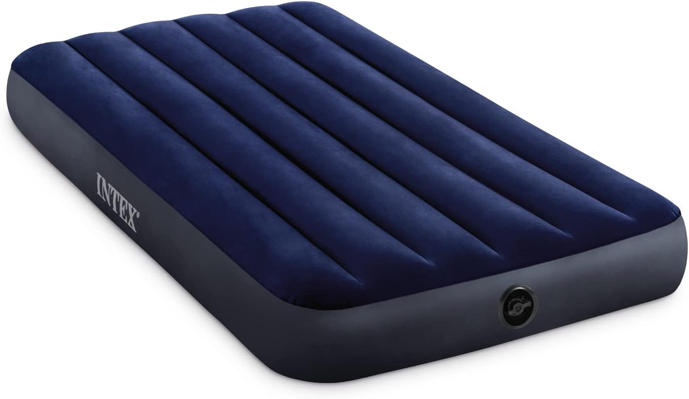 INTEX 64757E Dura-Beam Standard Downy Air Mattress: Fiber-Tech &ndash; Twin Size &ndash; 10In Bed Height &ndash; 300Lb Weight Capacity &ndash; Pump Sold Separately Blue
