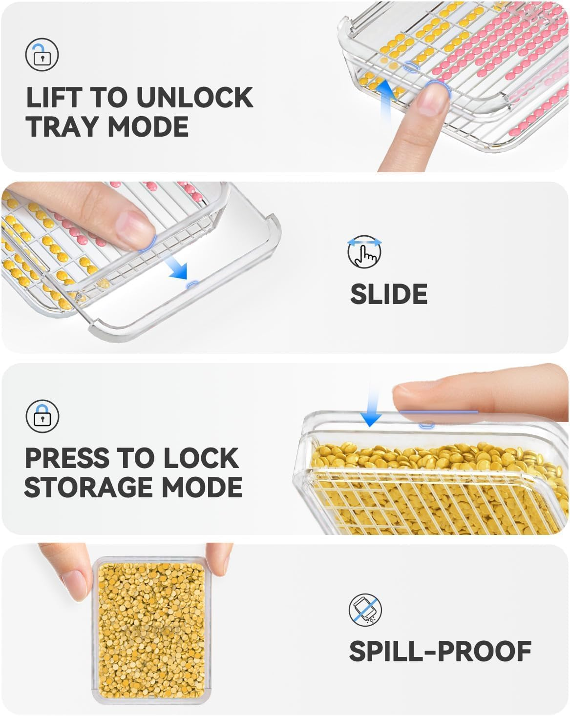 ARTDOT 15-Piece Diamond Art Storage Trays Kits for Adults with Lids, 2-In-1 Stackable Diamond Painting Accessories and Tools