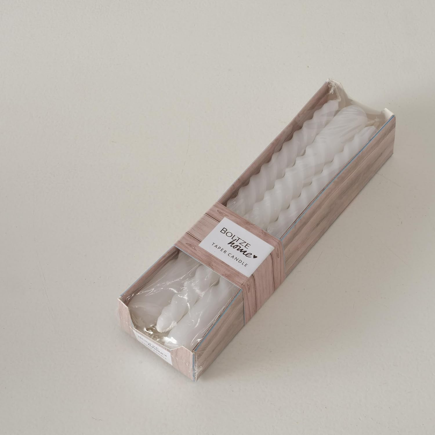 Boltze Twisto 2022303 Taper Candle Set of 6 White 20 Cm Wax Modern Design Taper Candle White Candle Decoration image number 1