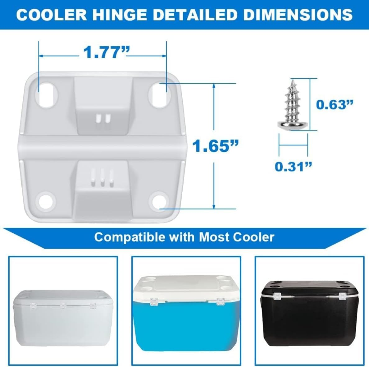 Cooler Replacement Plastic Hinges and Screws Set, Compatible with Coleman Coolers, Set of 2 image number 2