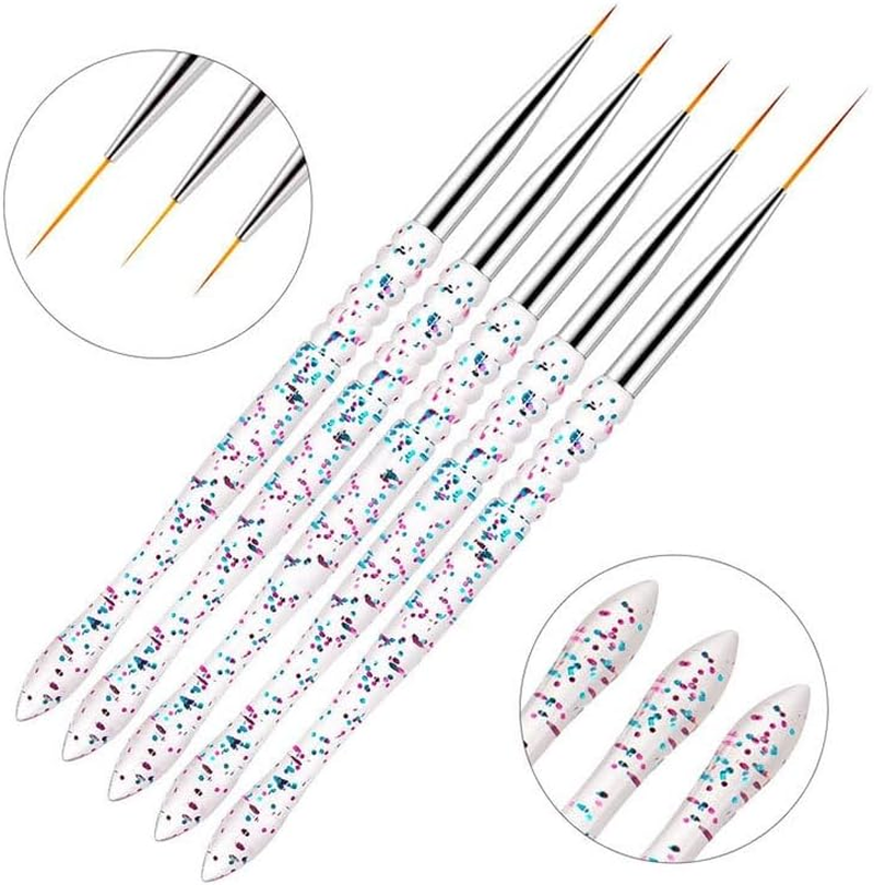 FULINJOY Nail Dotting Tools 10 Pcs Kit - 5 Pcs Double-End Nail Dotting Tools and 5 Pcs Nail Art Liner Painting Brushes image number 2