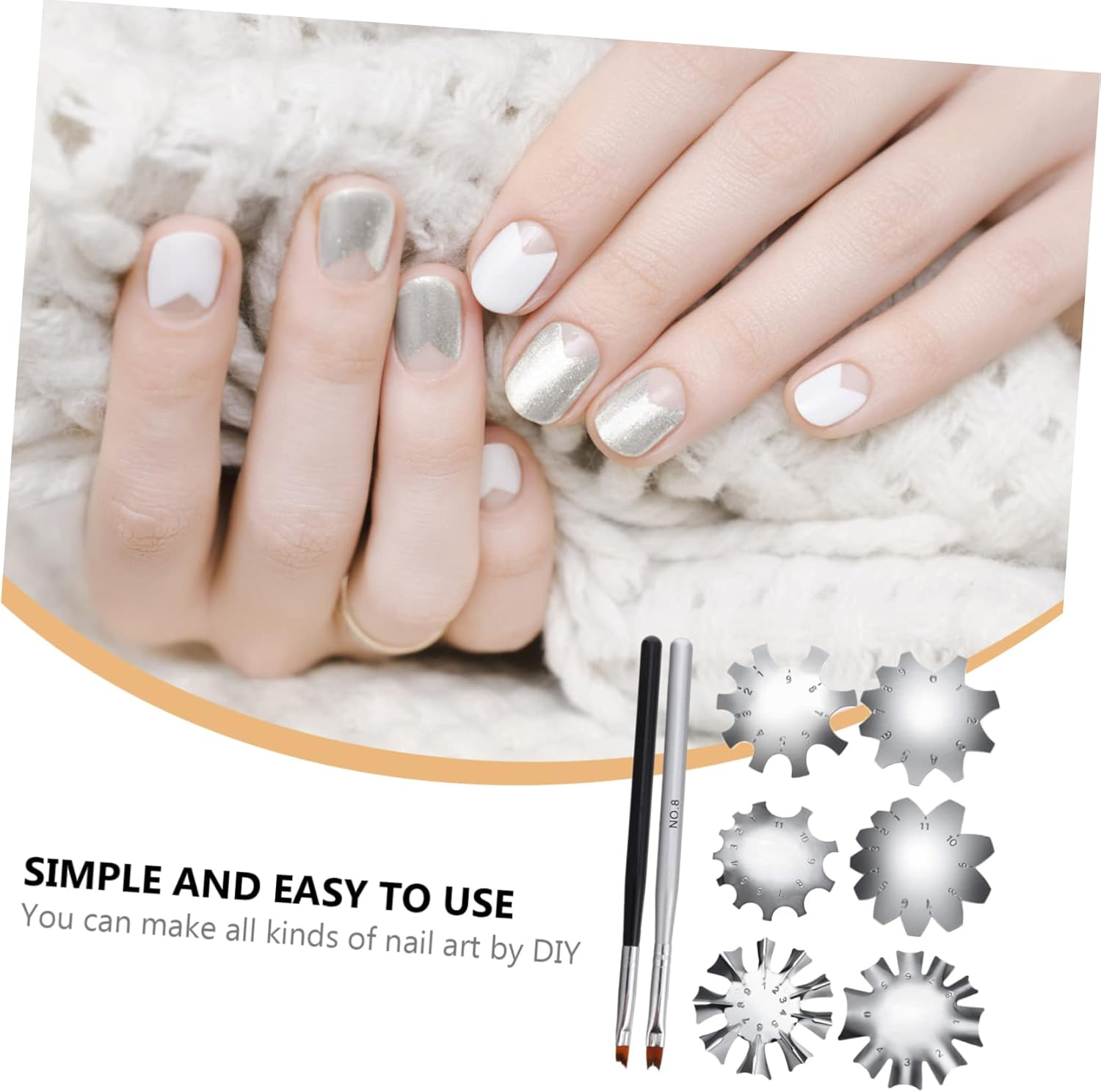 Baluue 8Pcs Gel Cutter Tool French Manicure Templates Nail for Fingernails Toenails image number 1