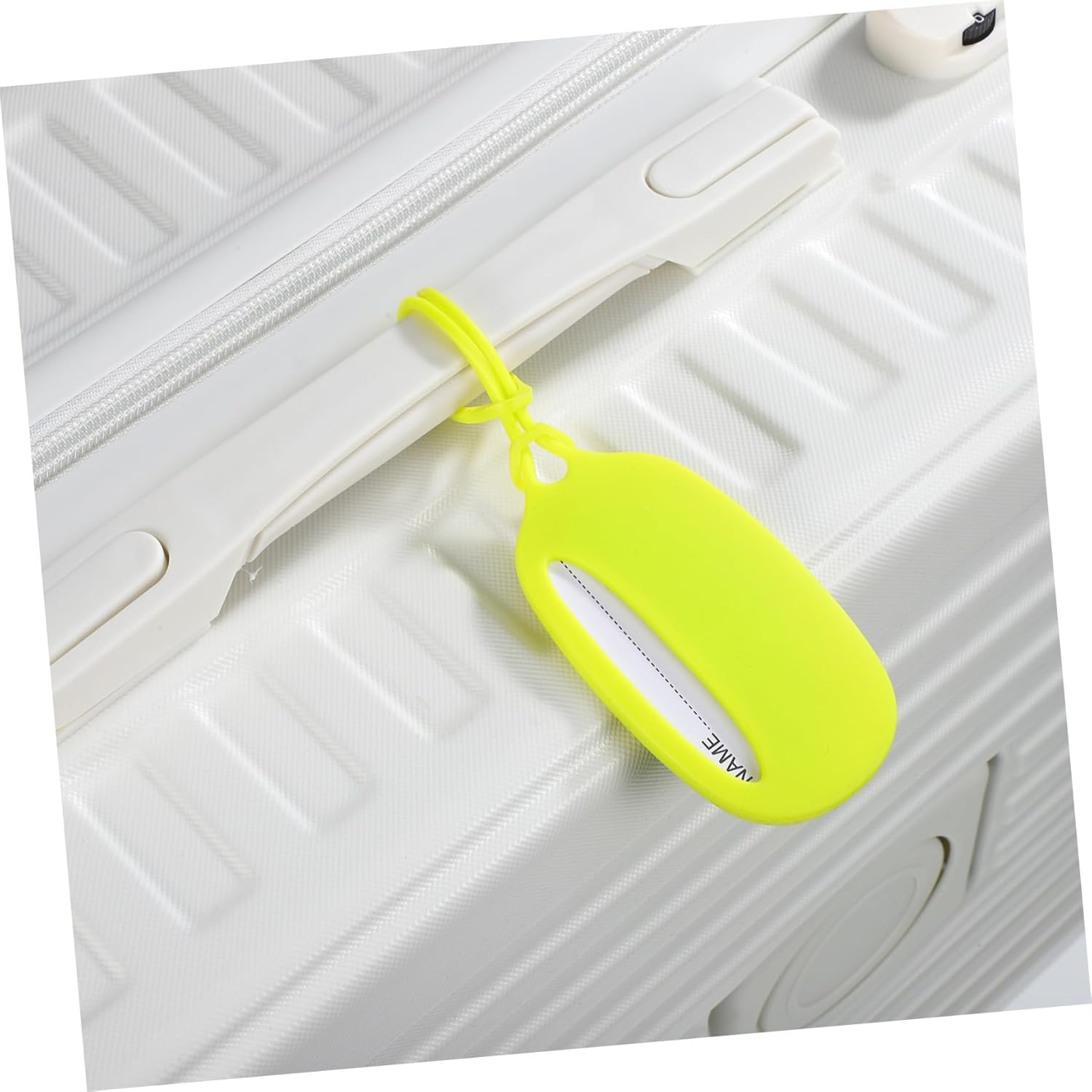 POPETPOP Silicone Luggage Tags 3Pcs Yellow Green Set Travel Suitcase Name Tags Flexible Sturdy Identification for Suitcases and Strollers image number 2