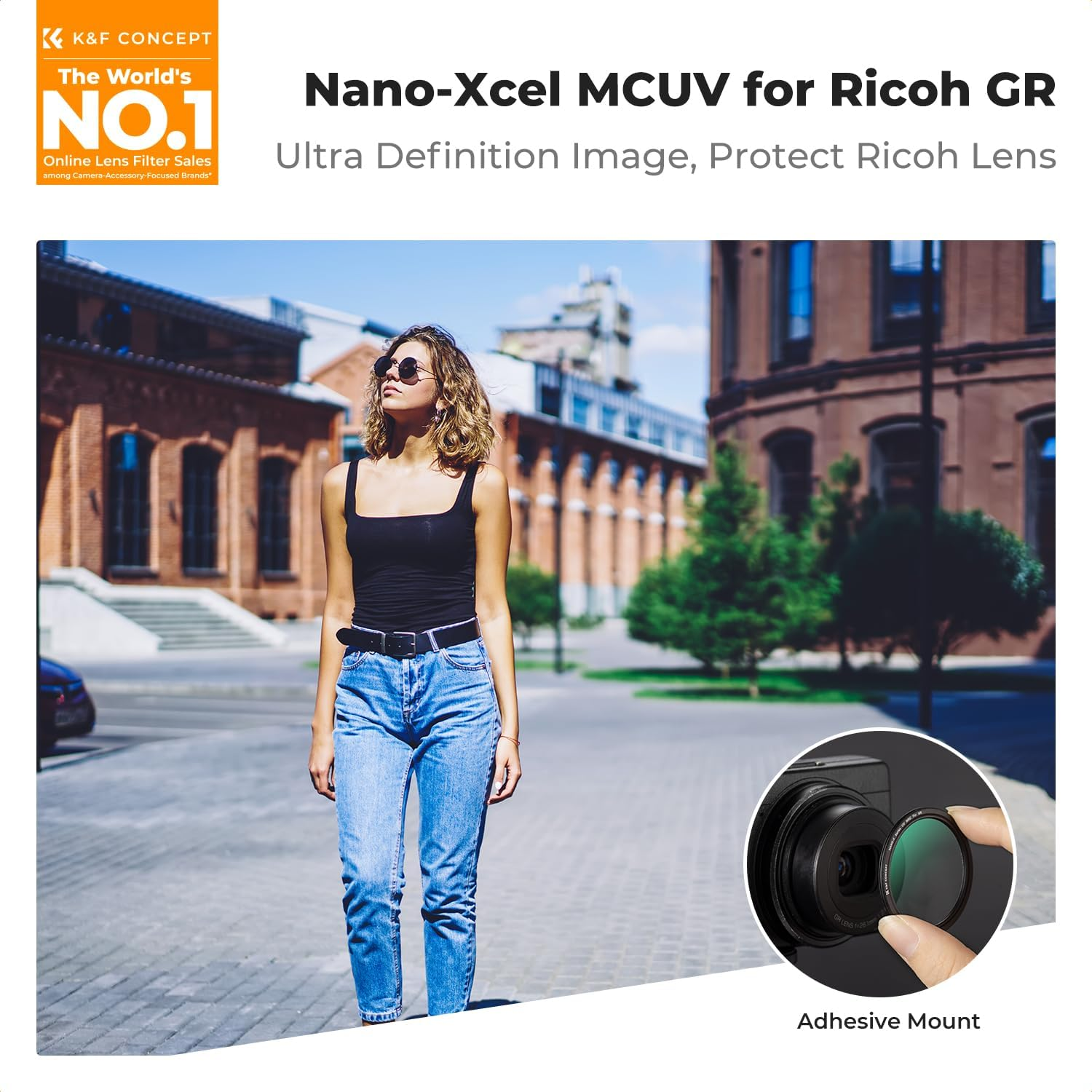 K&F CONCEPT UV Protective Filter for Ricoh GR Iiix GR Iiix HDF GR3X HDF GR III GR III HDF GR3 HDF & GR II GR2, 28 Layers Mulit-Coated Ultra Slim UV Filter with Filter Case image number 1