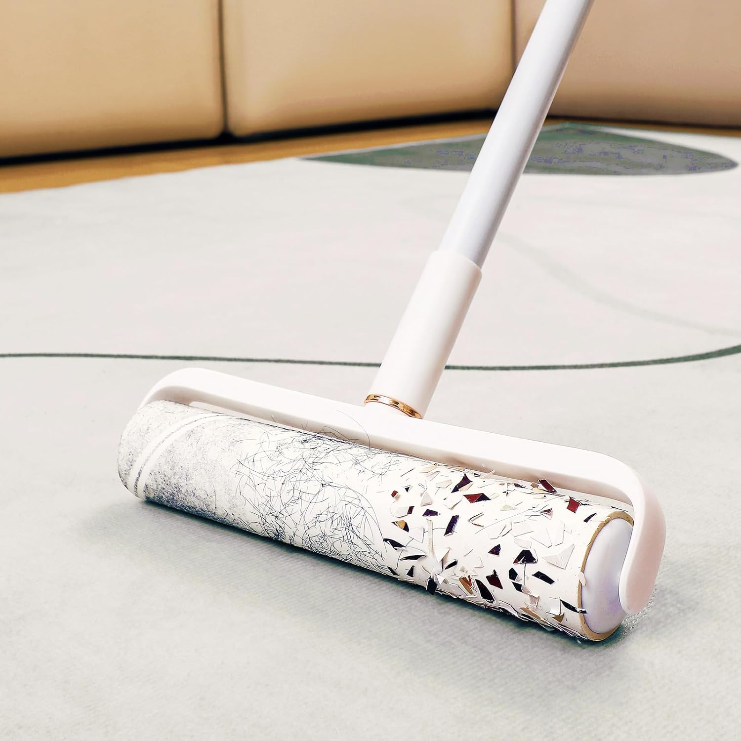 9.45 Inch Lint Roller Refills Only, Large Floor Lint Remover Roller Refills for Pet Hair, Extra Sticky 5 Rolls Total 300 Sticky Sheets image number 2