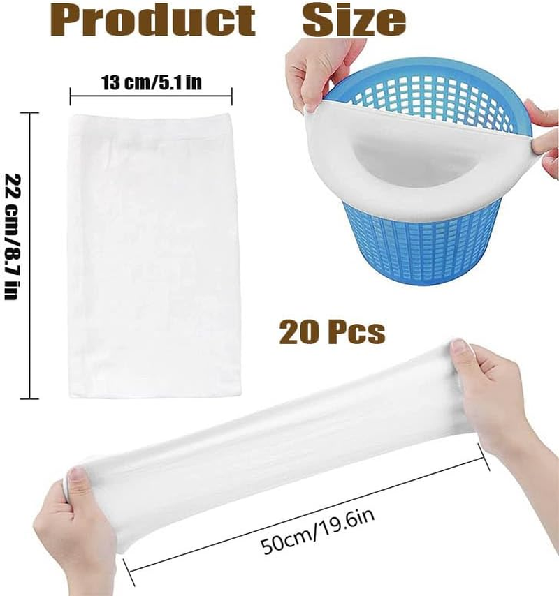 20Pcs Pool Filtersaver Socks Net,Pool Skimmer Socks,Pool Filter Basket Saver Socks,Net for Filter Skimmer Basket,Pool Skimmer Baskets Accessories for Debris and Leaves Inground image number 6