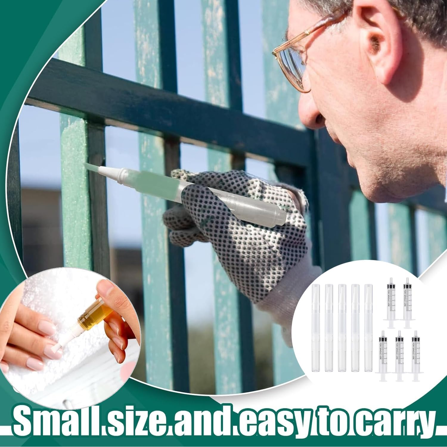 Touch up Paint Pen, 5 Pcs Pen with 5 Pcs Touchup Syringe, House Drywall Repair Brush Kit, Refillable for Windows, Wall, Wood Floors, Furniture, Cabinets, Doors image number 3