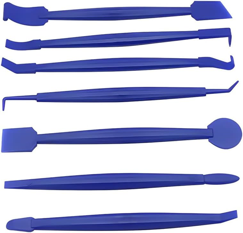 Car Wrapping Vinyl Tool Kit, Set of 7 Window Film Tint Miniature Squeegee, Auto Wrap Edge Trimming Stick, Curves Slot Corner Installing Tool for Vehicle Wraps and Stickers (Red)